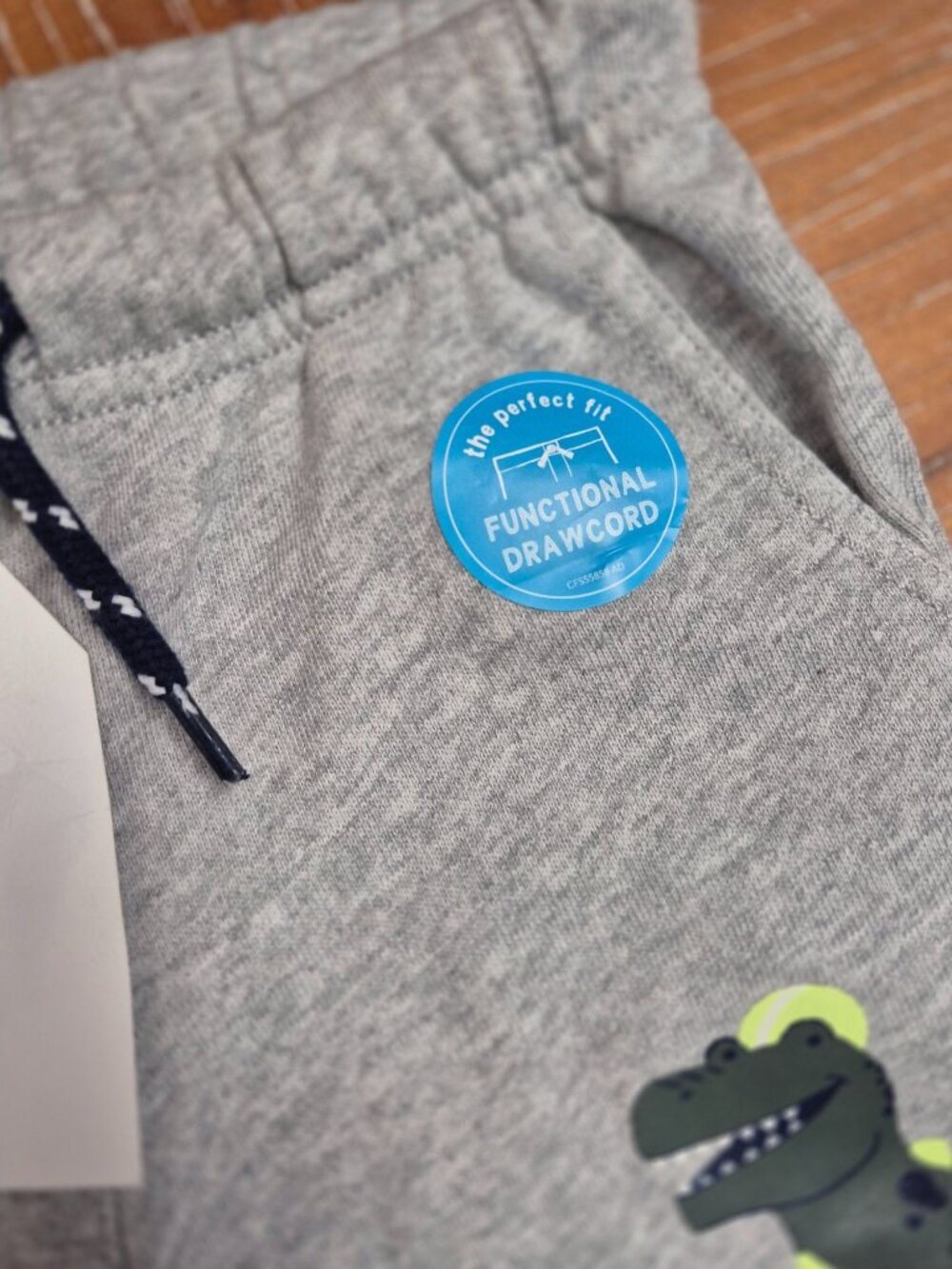 Toddler Boys Grey Dinosaur Print Sweatpants With Drawstring & Pockets - Picture 5 of 8